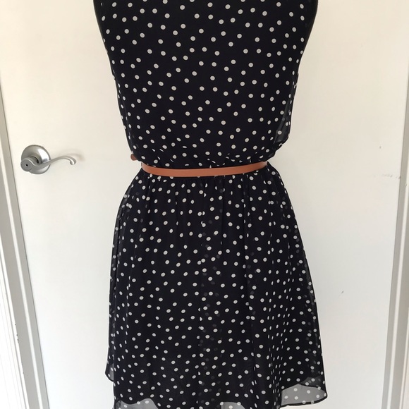Polkadot Dress Navy Blue, - Picture 4 of 4
